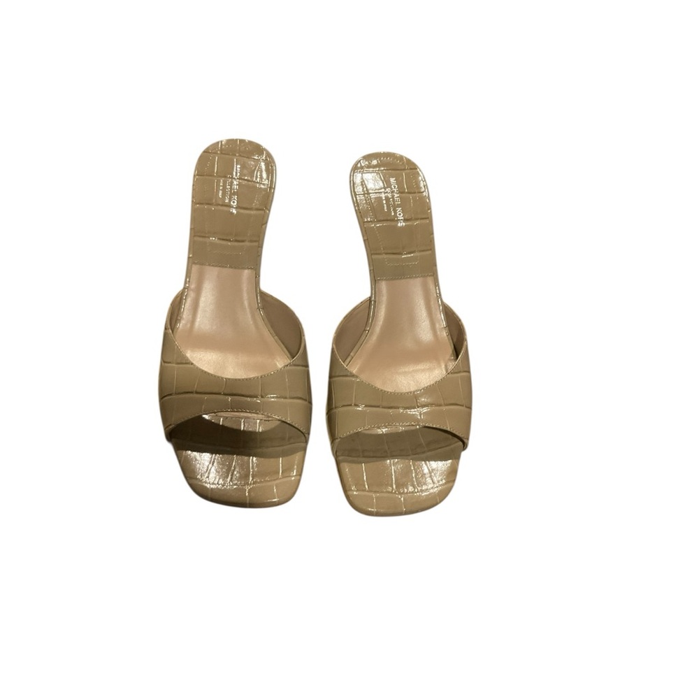 Michael Kors Collection Anita Runway Croc-Embossed Leather Sandal Women's Sand